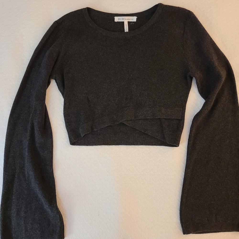 BCBG Cropped Flared Sleeve Sweater